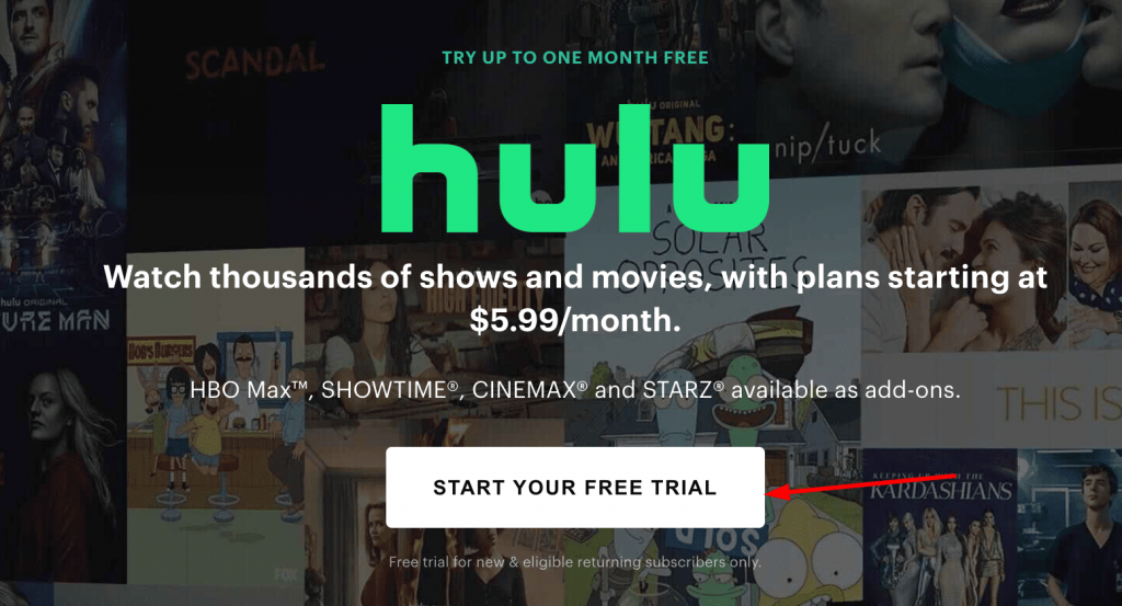 Start Your Free Trial On Hulu