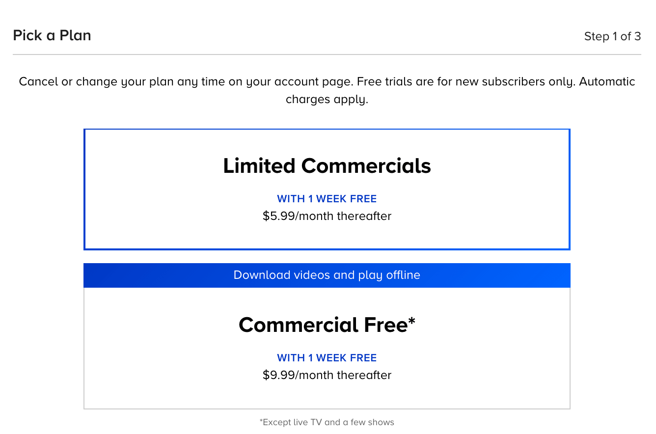 Pricing Plans of Paramount