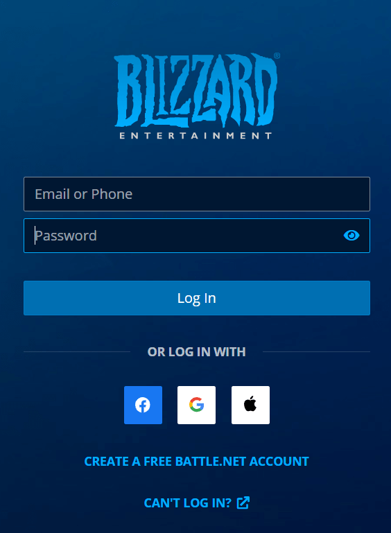 Log In To Your Battle.net Account