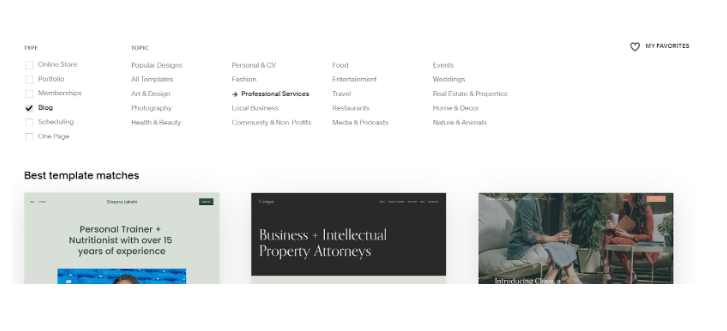 Squarespace template library