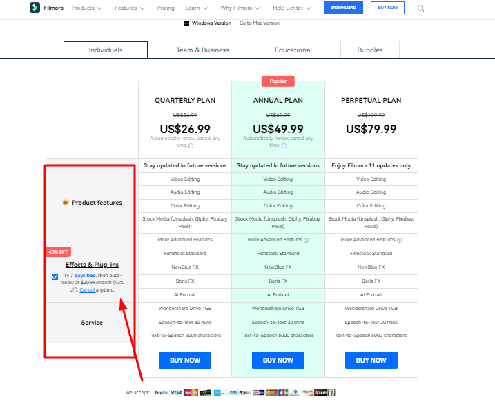  Pricing page