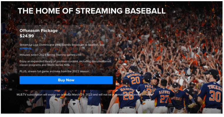 MLB TV official page 