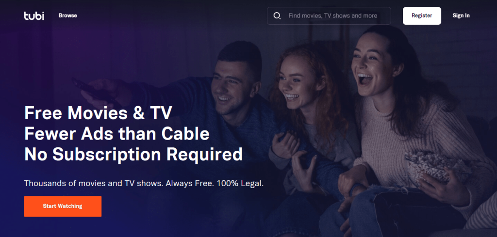 TubiTV official page