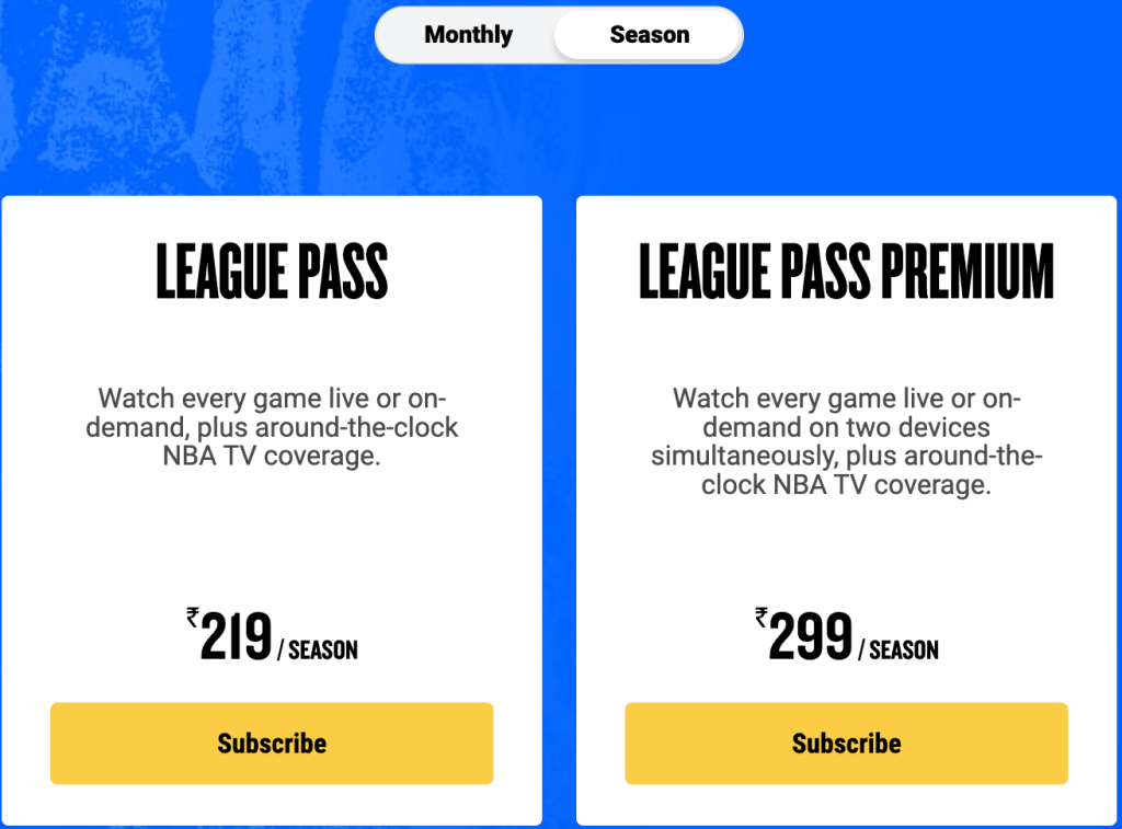 NBA TV Pricing Plan