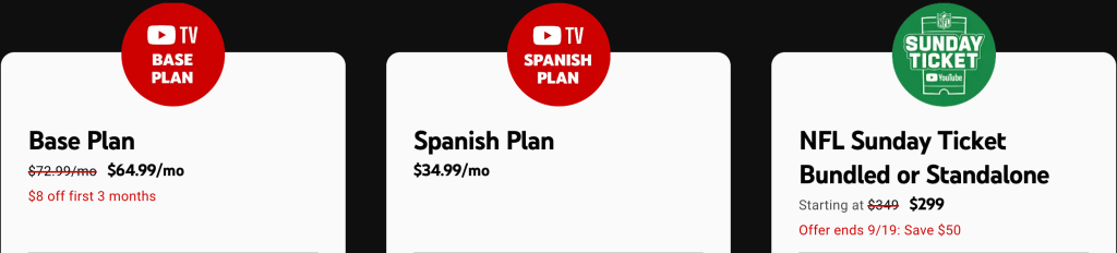 YouTube TV Pricing